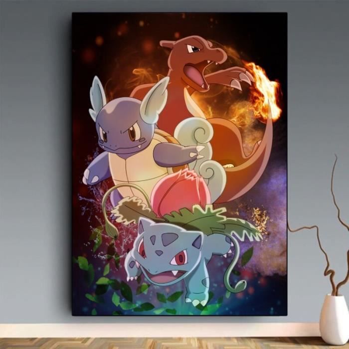 Toile Evolution Pokemon 30x40cm - Chambre Bébé Garcon Fille - Affiche  Décorative Poster Décoration Maison - Cdiscount Maison