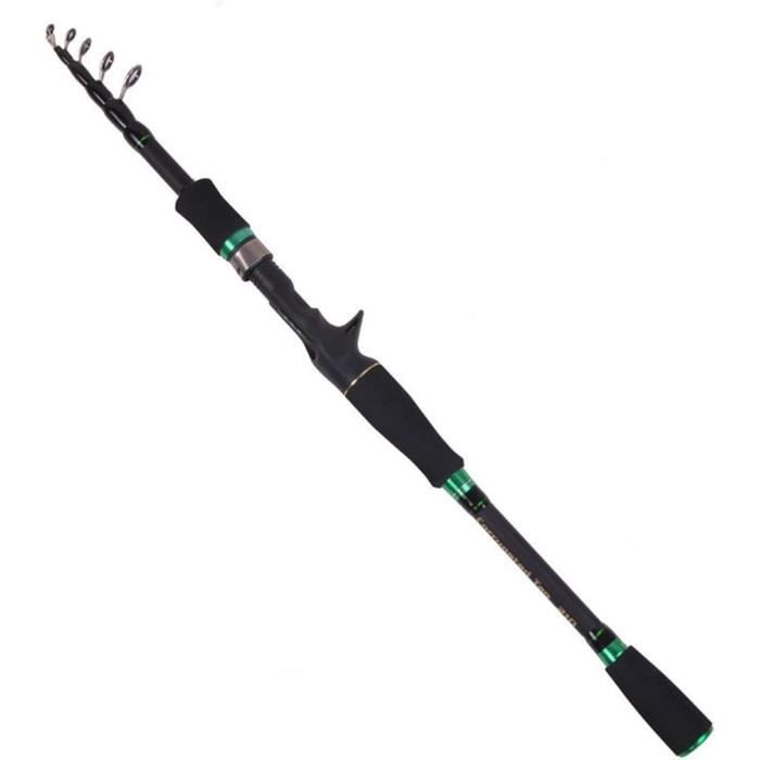 Canne à pêche Spin Carbone 2,7 m (8,8 pi) Portable Canne à pêche télescopique Portable Camping Pêche en Eau Douce