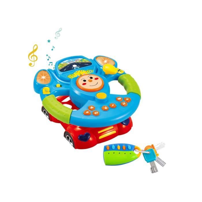 Volant pour enfants avec clé de voiture Siège arrière simulant la conduite  du volant Jouets avec lumière et musique pour enfants Rose