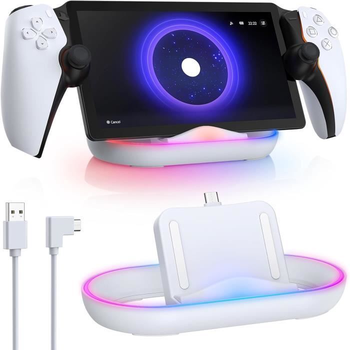 Chargeur pour Playstation Portal 5 avec 14 lumières RGB