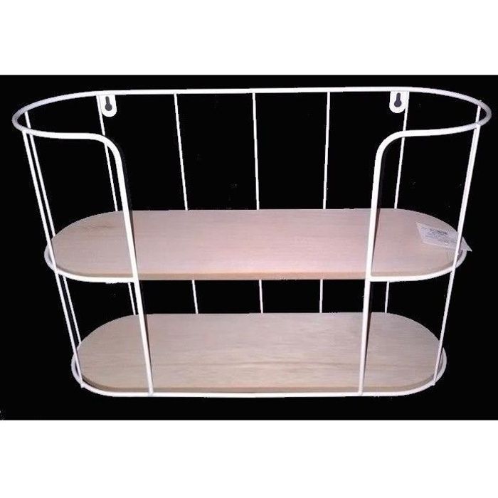 blanche etagere murale en bois et fer forge imprimeur epice d atelier ou cuisine industriel bain cdiscount maison