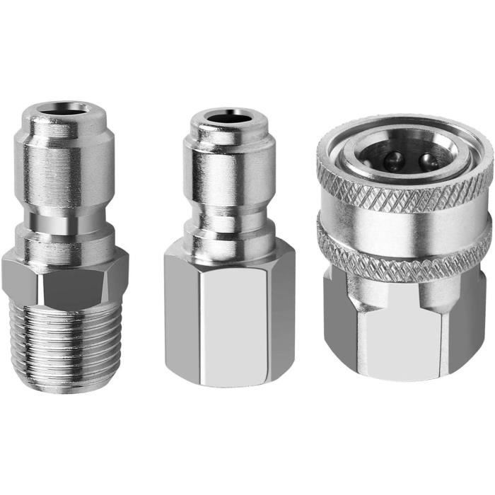 2 Adaptateurs NPT Mâle 1/4" Pour Nettoyeur Haute Pression - Acier Inox 304, 5000 PSI, Connexion Rapide
