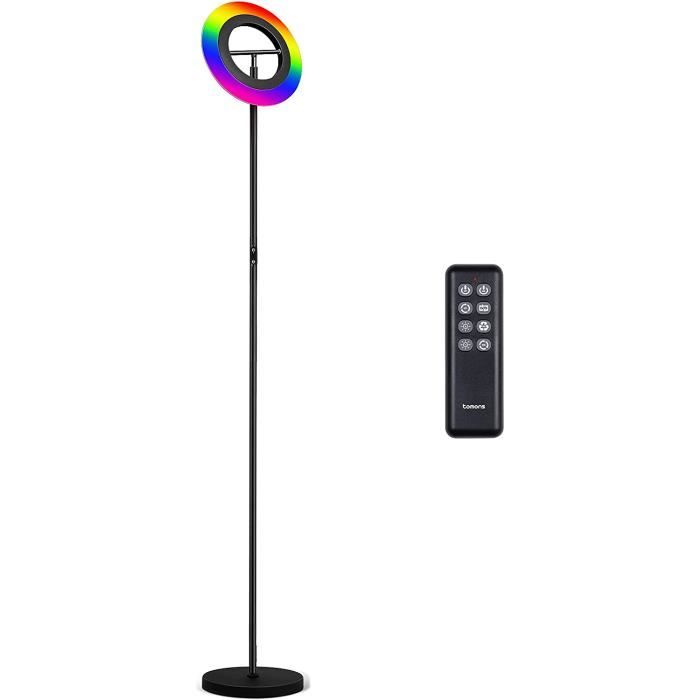 Lampadaire LED 17W - RGB Multicolore - Télécommande - Noir - 1462mm