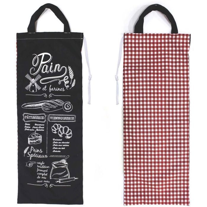 Panier à Pain En Tissu Coton Utilissimi - 19x19cm Décor COOK | Porte-Pain De Table Style Campagne