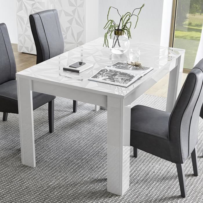 Table extensible 137 cm blanc laqué design NINO L 185 x P 90 x H 79 cm Blanc  - Cdiscount Maison