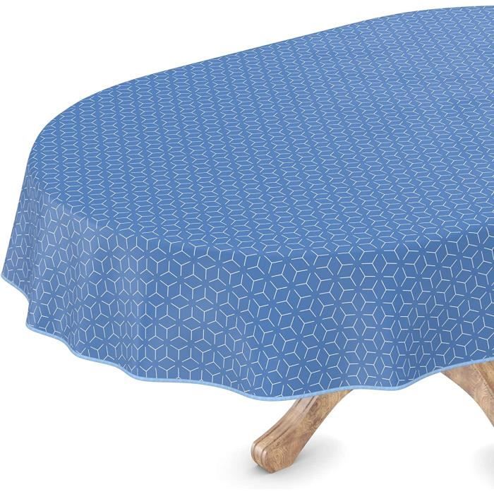 Nappe De Table De Jardin, En Toile Cirée, Lavable, Ovale, Bord Coupé