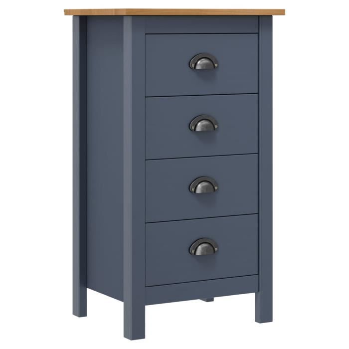 MMF® Buffet Gris 46x35x80cm Bois de pin solideCommode Buffet bas bahut Meuble Salon FR4906
