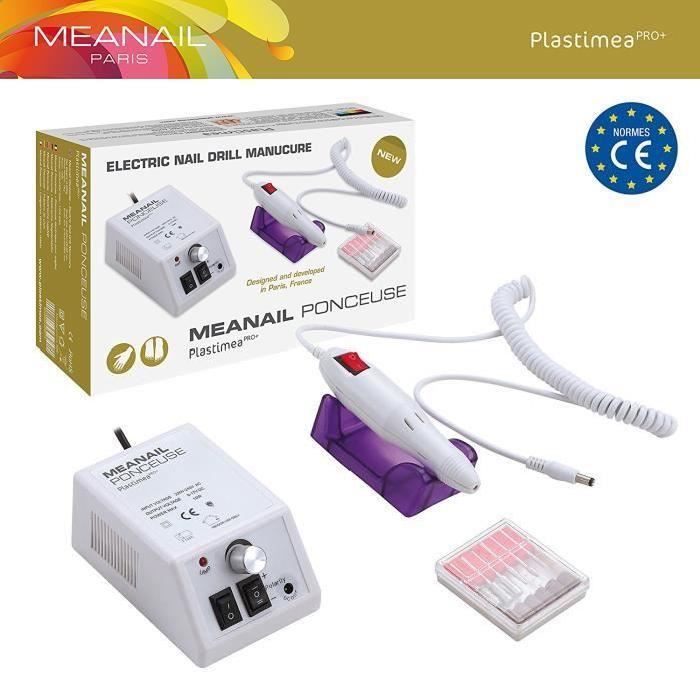 AUBAYS Kit Complet Ponceuse Électrique Meanail pour Manucure et Pédicure à Domicile - 6 embouts - Lime Ongles Rotative Performante