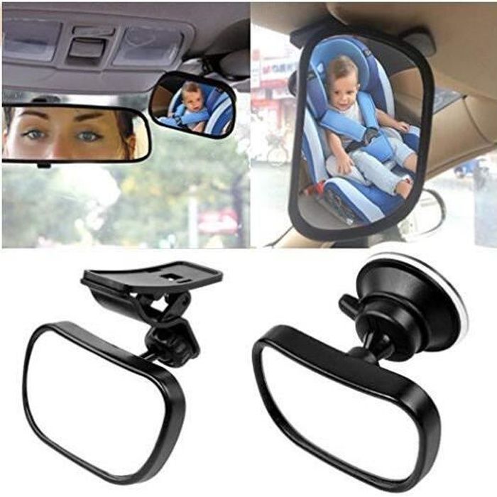 Miroir Auto Bébé ELUTO Rétroviseur de Surveillance Bébé avec Ventouse pour Siège Arrière Miroir de Voiture pour Bébé Rotation 360° 