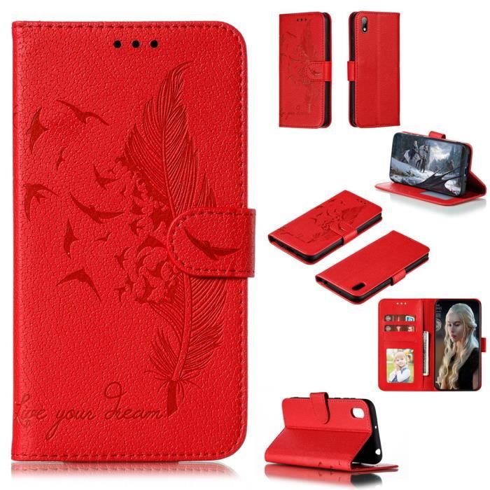 Cover Portafoglio Per Huawei Y5 2015 In Pelle Rossa | Custodia Con Tasche Per Carte E Banconote | Protezione Completa E Stile