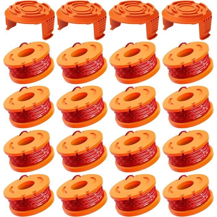 Foydream Lot 20 Bobines Fil Coupe-Bordure 1.65 Mm + 4 Couvercles - Compatible Worx WA0004.1 / WA0010