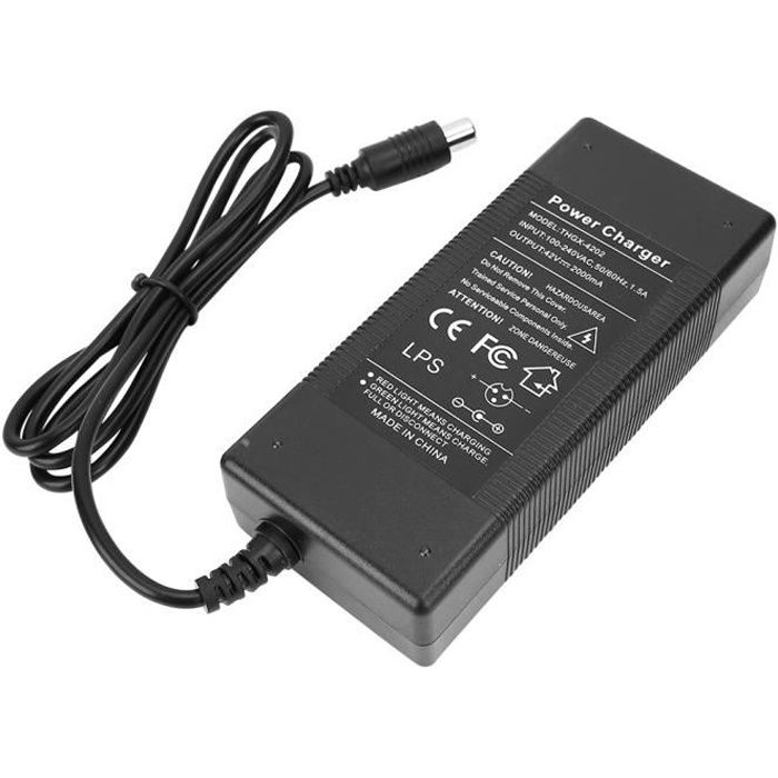 Chargeur 42V 2A Pour Scooter électrique, Trottinette, Hoverboard | Prise UE, Voyant LED | Adaptateur Secteur Robuste