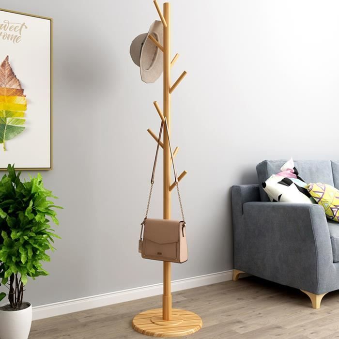 ZJCHAO Support debout Cintre en bois sur pied porte-manteau meubles de maison vêtements support de base rond (couleur en bois)