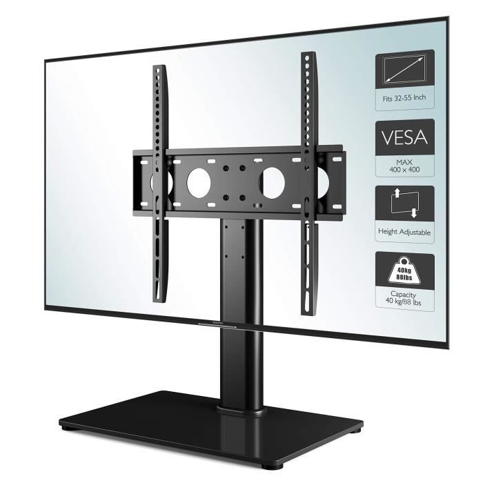 1home Support TV sur Pied pour télévisions LCD/LED/Plasma de 32 à 60 Pouces Pivotante Hauteur réglable 