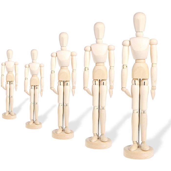 Mannequin En Bois Articulé Pour Dessin - 2 Pièces De 11.5cm, Réglables, Modèle Proportion Humaine Pour Artistes