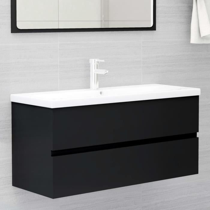 pro©4359bon armoire d'évier - meuble colonne de salle de bain armoire haute contemporain décor - armoire sdb noir 100x38,5x45 cm agg