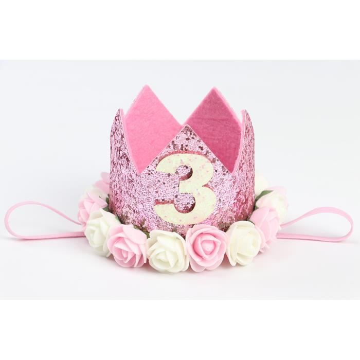 Couronne D'anniversaire Arc-en-ciel Pour Fille 1 An - Accessoire Fête Scintillant Avec élastique Ajustable