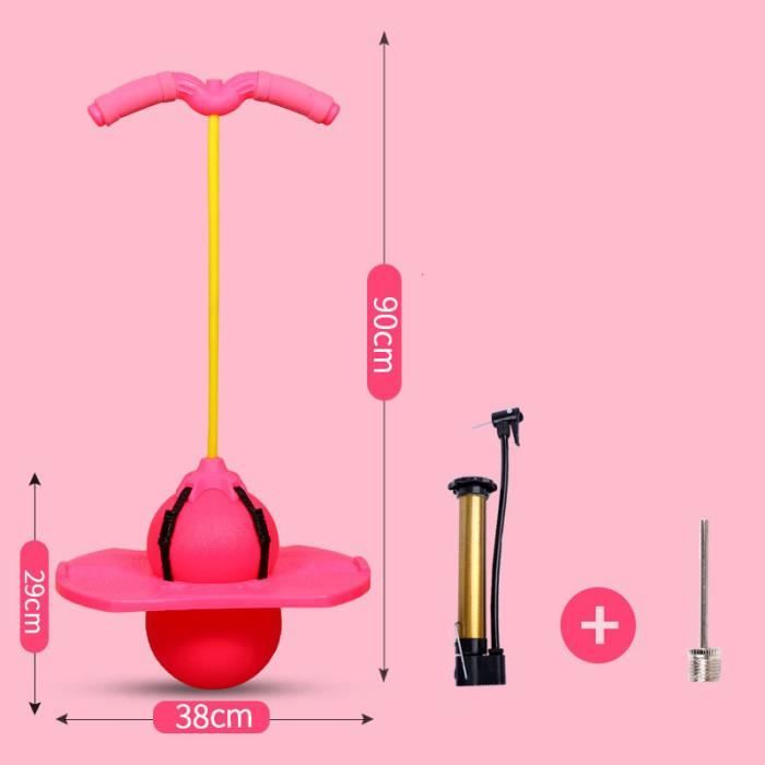 INPODAK Balle Sauteuse 45cm Papillon Rose - Jouet Rebondissant Pour Enfants 3 à 8 Ans Avec Poignée