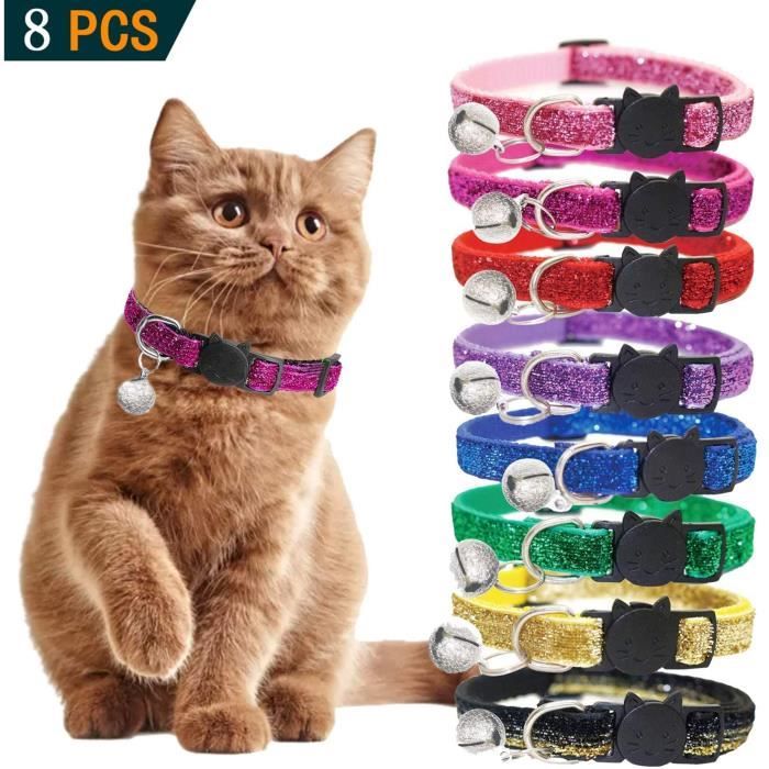 Collier Chats Anti Etranglement Reflechissant Collier Chats Avec Clochette Et Boucle De Securite Solide Et Sur Nylon Cdiscount