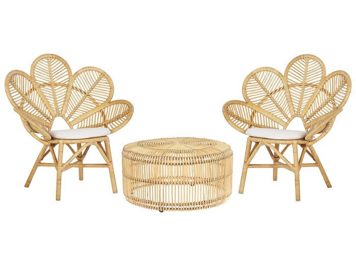 Salon de jardin en rotin clair table et 2 chaises FLORENTINE / LIMNI Salon de jardin en rotin clair table et 2 chaises FLORENTINE / LIMNI
