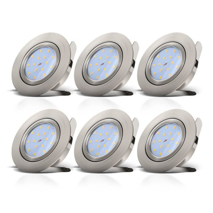 Lot De 5 Spots LED Encastrables Orientables IP65 - Blanc Chaud 3000K, 4.9W, 480 Lm - Pour Salle De Bain, Cuisine
