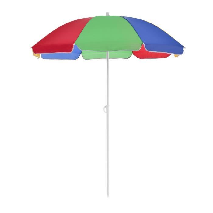 Parasol de Plage Parasol de Jardin Polyester Acier Cr/ème 140 cm x 164 cm /® casa.pro