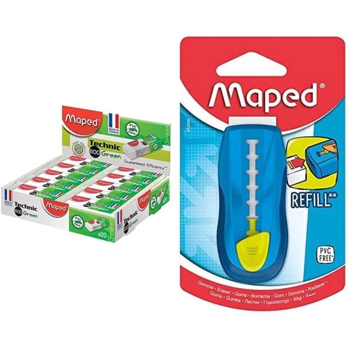 Gomme Maped Technic 600 - Sans PVC Et Phtalates - Efface Propre - Verte