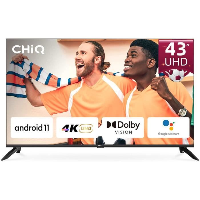 CHiQ U43H7C, 43 pouces (108 cm), Android TV, Smart TV, UHD, 4K, WiFi,  Bluetooth, Google Assistant, Netflix, Prime Video, 3 HDMI, 2 - Cdiscount TV  Son Photo