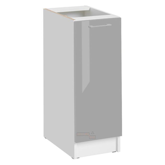 Meuble bas de cuisine Eco Gris Brillant 1 porte L 30 cm - Cuisineandcie