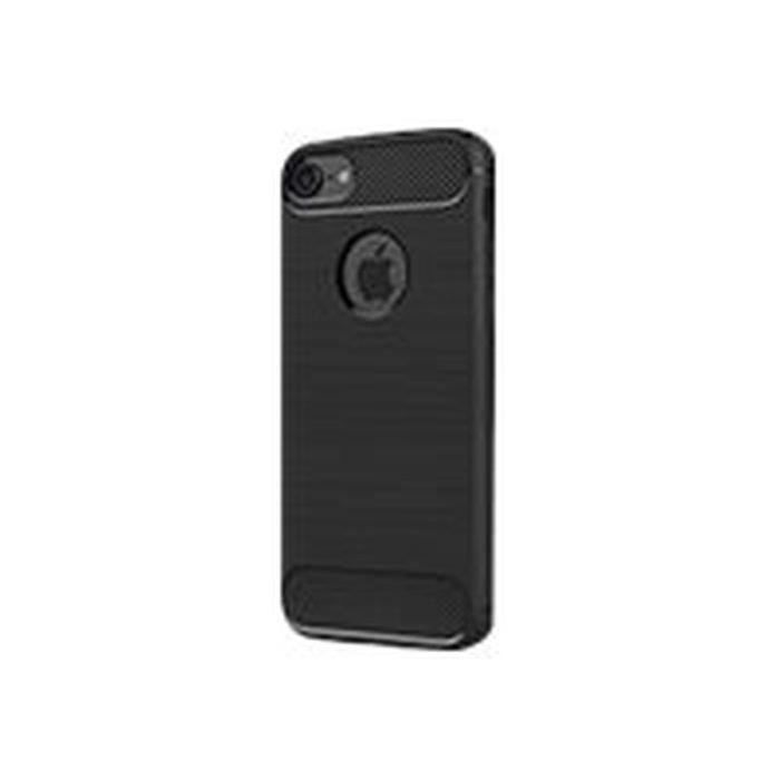 DLH Coque Energy - Pour Apple iPhone 8, iPhone 7 - Brossé noir - Silicone, fibre de Carbone