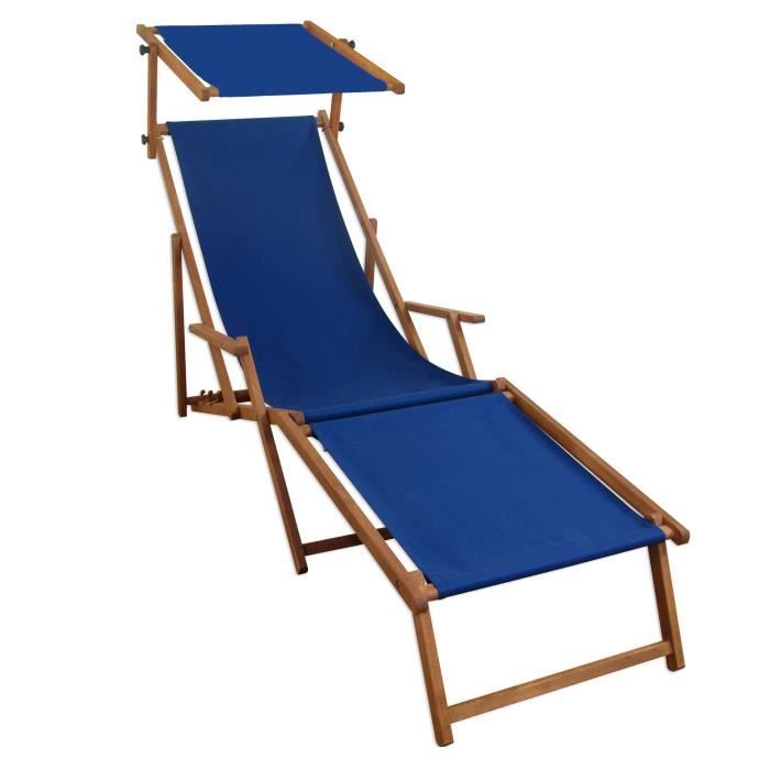 chaise longue de jardin - erst-holz - 10-307fs - pliant - pare-soleil - repose-pieds