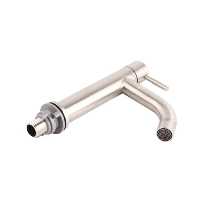 Robinet D'eau Froide Simple Pour Salle De Bain & Cuisine - Avec Filtre Et Double Tuyau, Argenté - 8