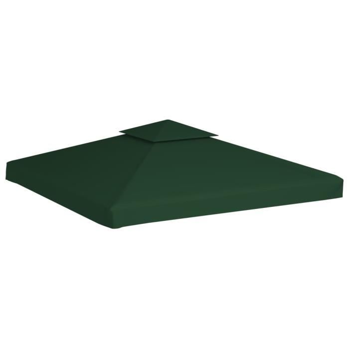 Sufrk Housse Toit Tonnelle 4x3m 310g/m² Vert – Toile Polyester PVC Étanche Pour Tonnelle Jardin Extérieur
