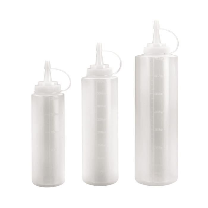 flacon doseur plastique souple - plastique translucide gradue avec bouchon - contenance 0,700 l - passe au lave-vaisselle