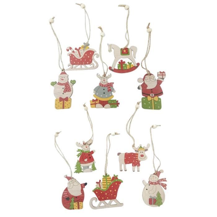 10PCS Christmas Tree Pendants Wooden Hanging Crafts chaise longue