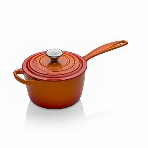 LE CREUSET , Casserole en Fonte Émaillée avec Poignée Thermorésistante et Couvercle, Ronde, Ø
