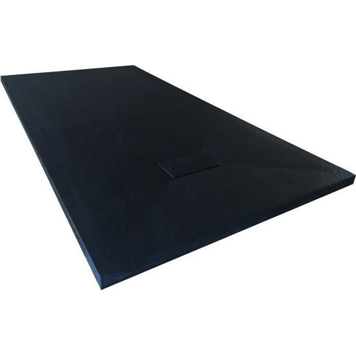 Receveur de douche extra plat PIATTO en SoliCast® 90x160 surface ardoisée, noir Noir