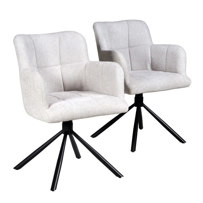 Lot de 2 chaises pivotantes de salle à manger MILA/ Gris clair Lot de 2 chaises pivotantes de salle à manger MILA/ Gris clair