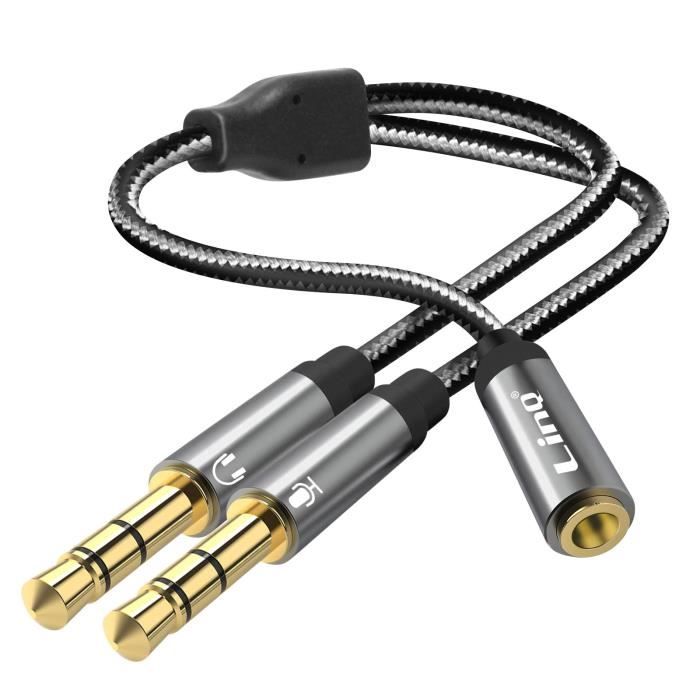 Cables USB Linq Adaptateur Audio Lightning vers Double Jack 3.5mm Femelle  Casques
