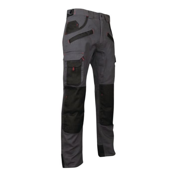 Pantalon de travail LMA ARGILE taille 44 gris/noir multipoches à genouillères