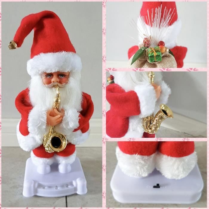 Figurine Animée Cerf Et Père Noël Pour Tableau De Bord Voiture - Fonctionne à L'énergie Solaire - Déco De Noël Mignonne