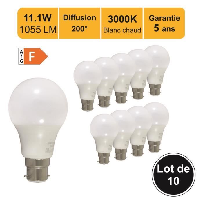 Ampoule LED SMD, standard A60, 11W / 1055lm, culot B22 (France), 4000K