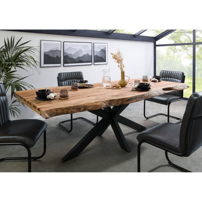 Table à manger - Bois massif de palissandre - 180x90 cm - Bois sablé-Anthracite mat - Pieds Spider - FREEFORM 5 Table à manger - Bois massif de palissandre - 180x90 cm - Bois sablé-Anthracite mat - Pieds Spider - FREEFORM 5