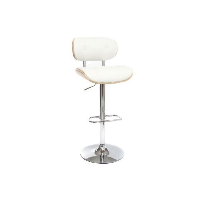 Miliboo Tabouret De Bar Design Poyluréthane Blanc Et Bois Clair Marty