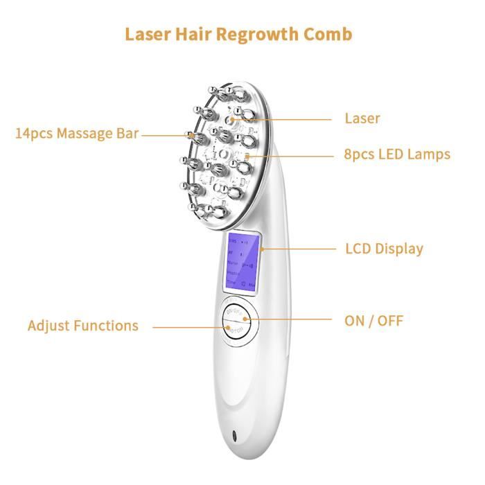 Laser Hair Growth Comb Anti Hair Loss Massager Hair Regrowth Comb Brush Hair Growth Massager Hair Growth Comb minifinker xy18016 Cdiscount Electromenager