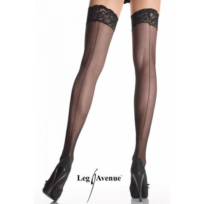 Bas Nylon Blanc Couture Dos Transparent Leg Avenue - Taille Unique Neuf