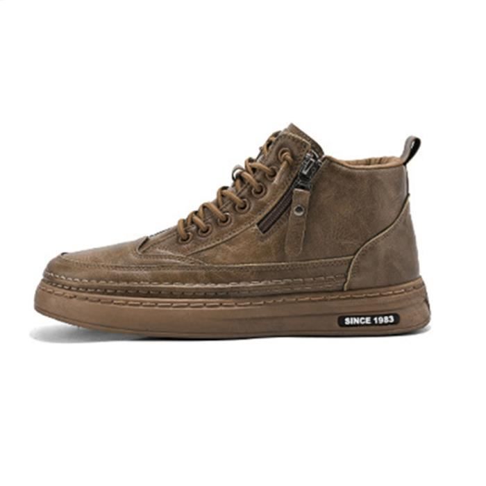 INSFITY Chaussures de Skate Homme en Similicuir Baskets Sneakers Vintage Sport Confortable Couleur Unie