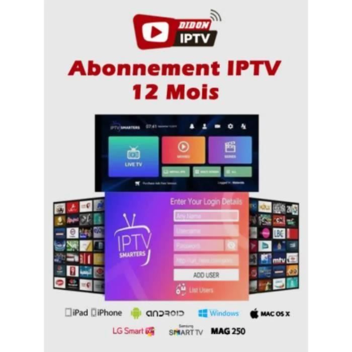 I.p.t.v abonnement smart tv 12 mois