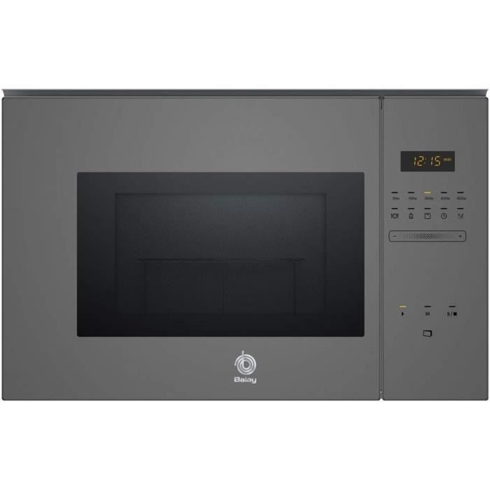 Four Micro-ondes Intégrable EVVO Mi45 - 25L, Grill 1200W, Design Verre Noir | Pour Cuisine Équipée