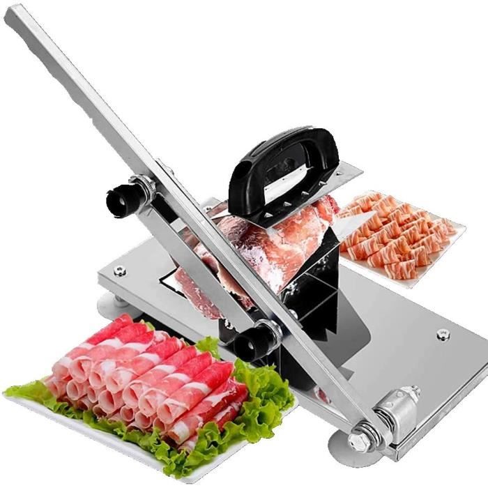KingSaid Trancheuse à Jambon Et Saucisson Manuel - Coupe Saucisson, Trancheuse à Pain Et Viande Congelée 32x15cm Épaisseur Réglable | Machine De Découpe Domestique